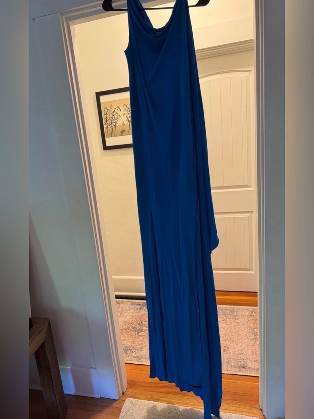 Blue Women's Draped Maxi Dress